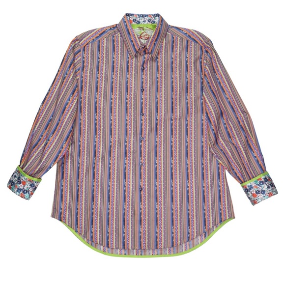 ROBERT GRAHAM Long Sleeve Button Down Shirt Large Hawaiin Multicolor Flip Cuff - Picture 2 of 13